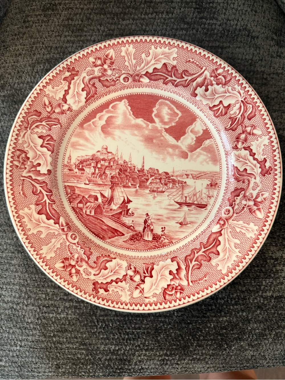 Johnson Bros Historic America "View of Boston" Red Transferware Plate